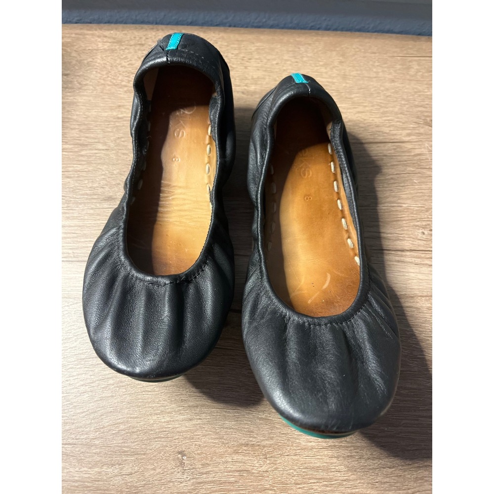 Tieks‎ by Gavrieli Matte Black Leather Ballet Flats Signature Teal Sole Womens 8